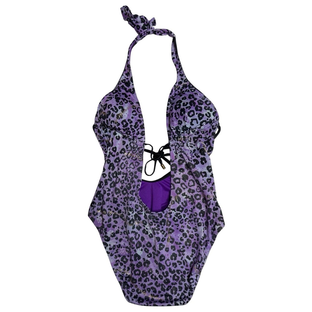 Baby Phat Sz S Purple Leopard Print One-Piece Swimsuit